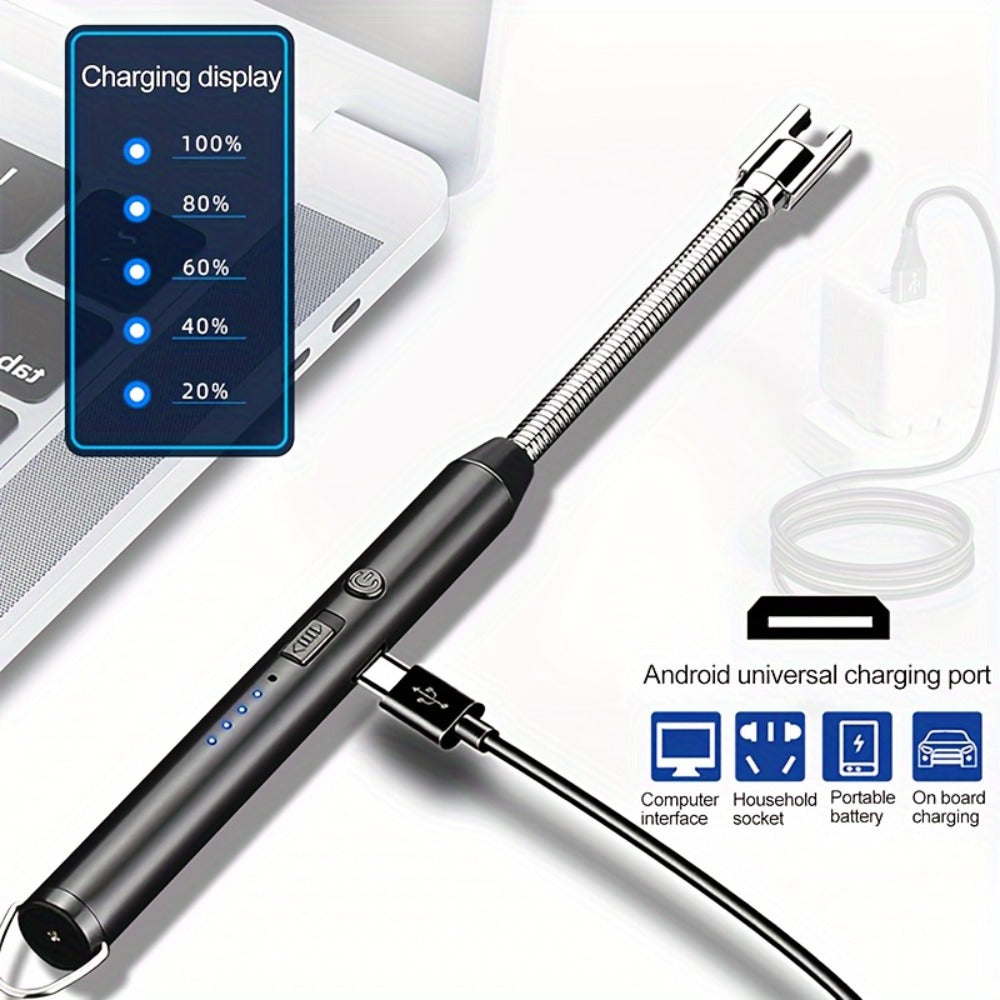 USB Rechargeable Arc Lighter 4-Pack Flameless Windproof Candle Lighter with Flexible Neck, 360¡ã Rotation, LED Battery Indicator & Safety Switch ¨C for Candles, Grill, Camping, BBQ, Aromatherapy