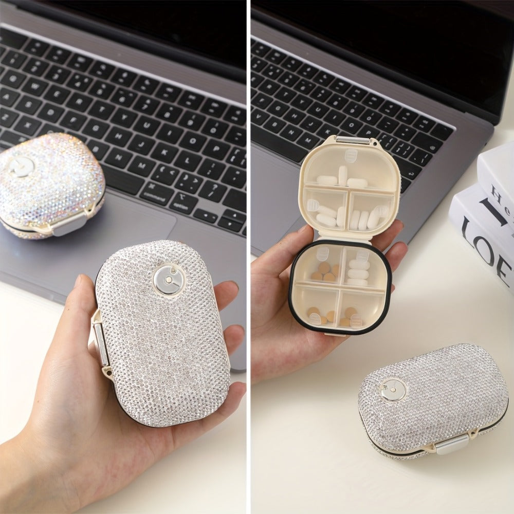 Travel Pill Organizer 7 Compartments, Moisture-Proof Compact Portable Pill Box for Vitamins Fish Oil & Medications, Daily Pill Case in Square or Oblong Shape, Multiple Colors Available