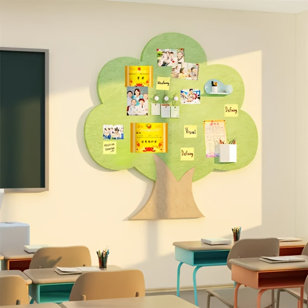 Felt Wall Organizer Tree Shape Memo Board 23.6x23.6 Inch Self-Adhesive - Decorative Felt Board for Home, Office, Kitchen & Bathroom | No Tools Needed Easy Install Wall Decor Bulletin Board