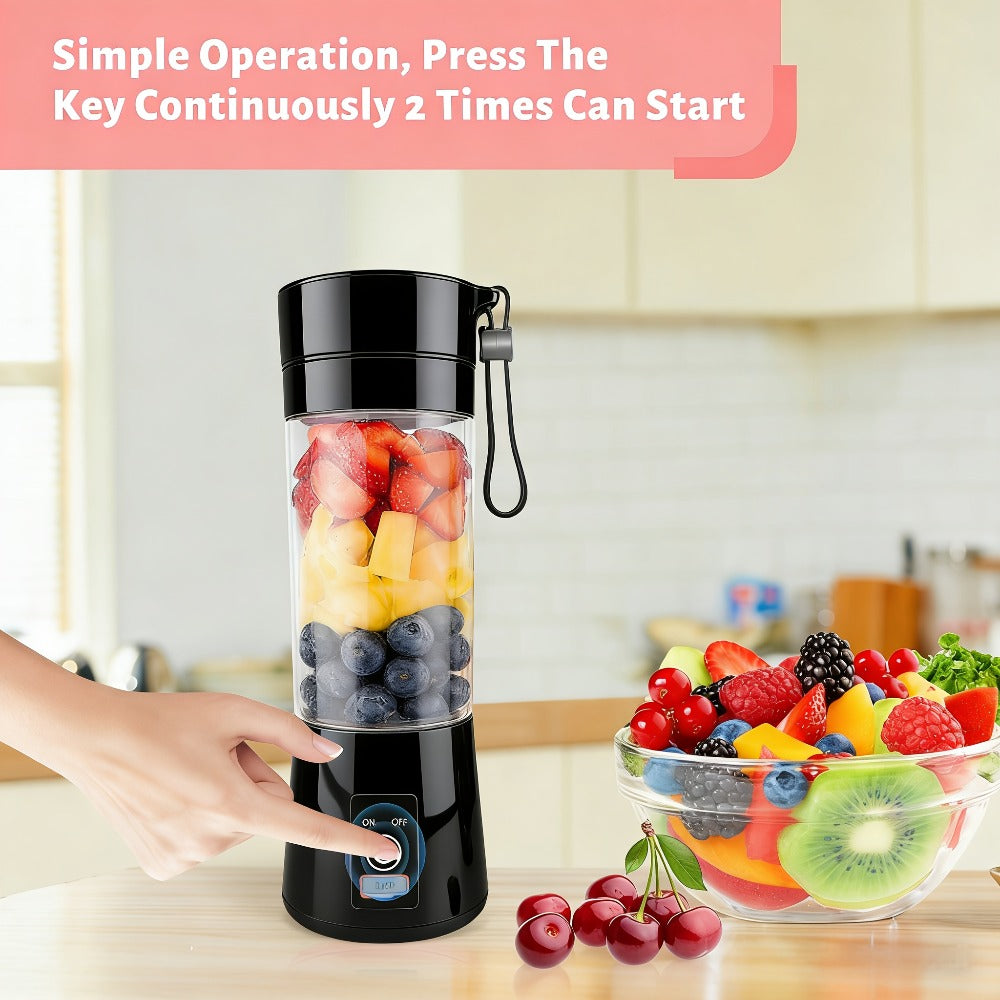 Mini Blender USB Rechargeable 380ml - 6-Blade 22000RPM High-Speed Portable Blender Cup, 304 Stainless Steel, Self-Cleaning, for Smoothies, Shakes & Protein Drinks, Home, Office & Travel, Pink Green Black