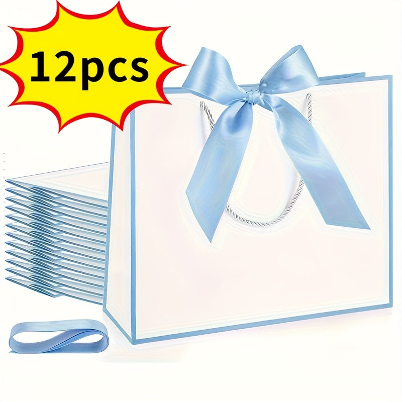 Gift Bags with Handles for Party Favors - Butterfly Ribbon Thank You Bags Wedding Baby Shower Birthday Bridesmaid Housewarming Autumn Celebration Elegant Packaging 12 24 36pcs