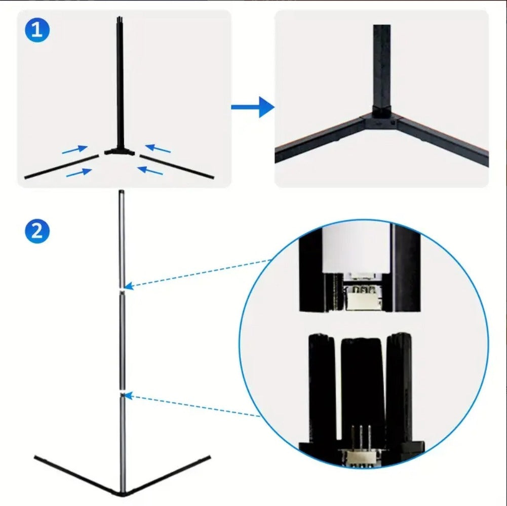 RGB Smart Floor Lamp 56 Inch ¨C 16 Million DIY Color Changing with App & Remote Control, Music Sync, 4 Modes, USB Powered for Game Room, Christmas & Halloween Decor (1, 2 or 4 Pack)