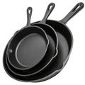 Cast Iron Skillet Set 3pcs - Non-Stick with Drip Spout, Pre-Seasoned Cookware for Holiday Cooking RV Campfire Outdoor Grilling, Heavy Duty Kitchen Frying Pan Set