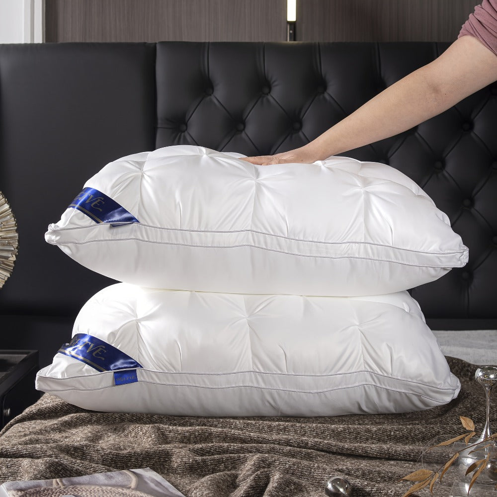 Luxury Hotel Pillows 2PCS, Cool Breathable Pillow Insert, Fluffy Resilient Neck Support, Soft Comfortable Sleeping Pillow, Queen King Size, White Black Navy Pink Gray Brown