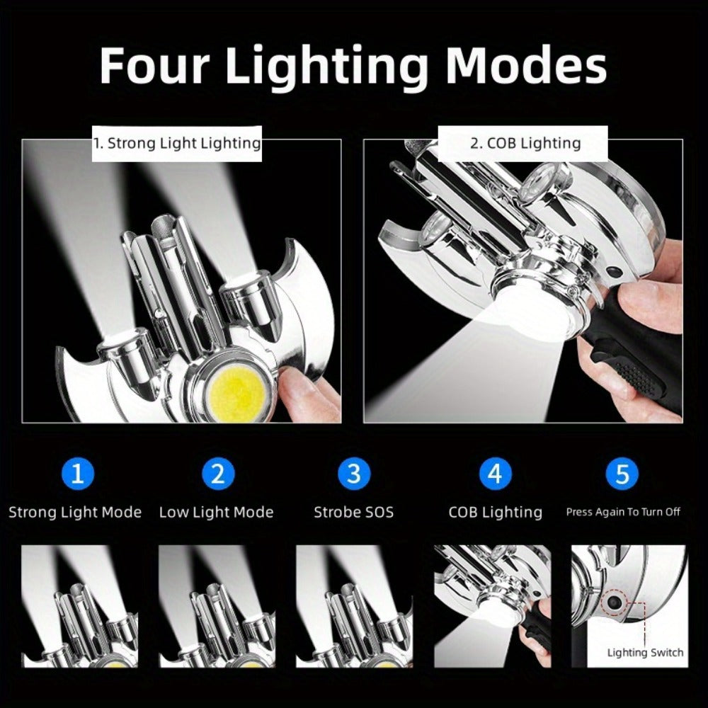 Torch Lighter Metal Jet Flame, Large Windproof Butane Torch with COB Light, High-Power Refillable Flamethrower for Barbecue, Baking, Camping, Moxibustion & Outdoor Use ¨C Black & Silver (Butane Not Included)