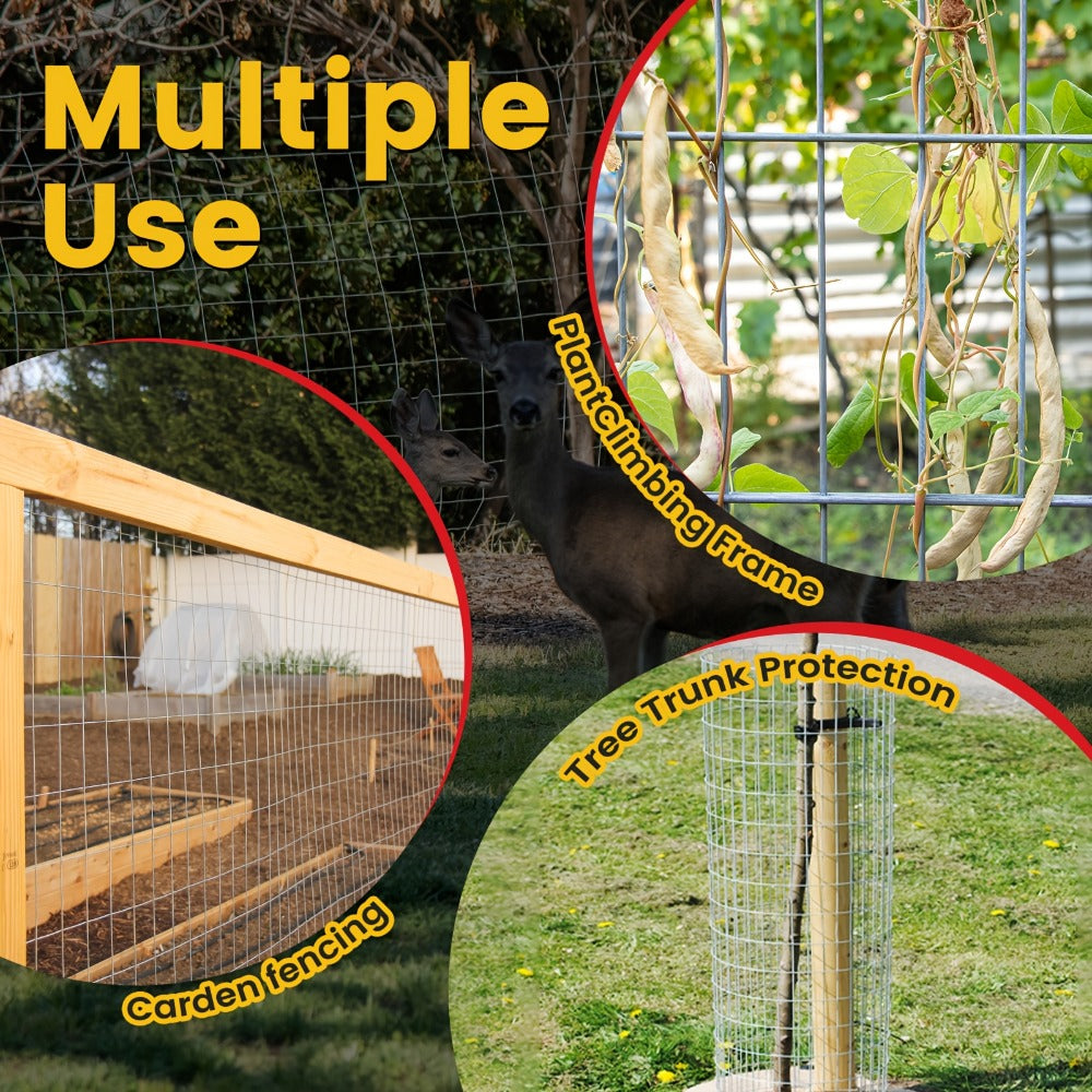 Welded Wire Mesh Fence Roll 50ft ¨C Galvanized Zinc-Coated Steel Hardware Cloth for Chicken Coop, Garden Fence, Pet Enclosure, Rabbit Hutch & Plant Support, Rust-Resistant, 4ft 5ft 6ft Wide Options