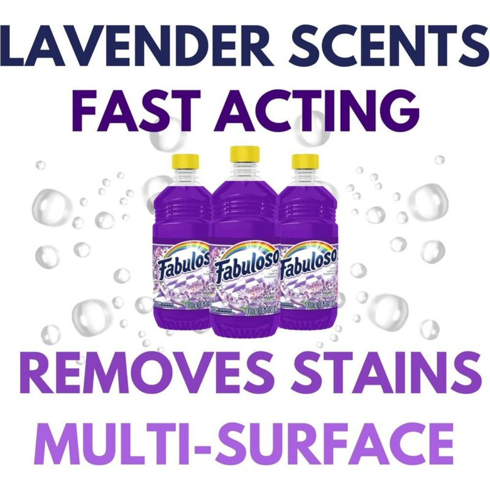 All Purpose Cleaner Lavender Scent 3 Pack (16.9 Fl Oz Each), Fabuloso Multi-Surface Floor Cleaner with Calming Lavender Fragrance ¨C Powerful Dirt & Grime Remover for Floors, Tiles, Bathrooms & Kitchens