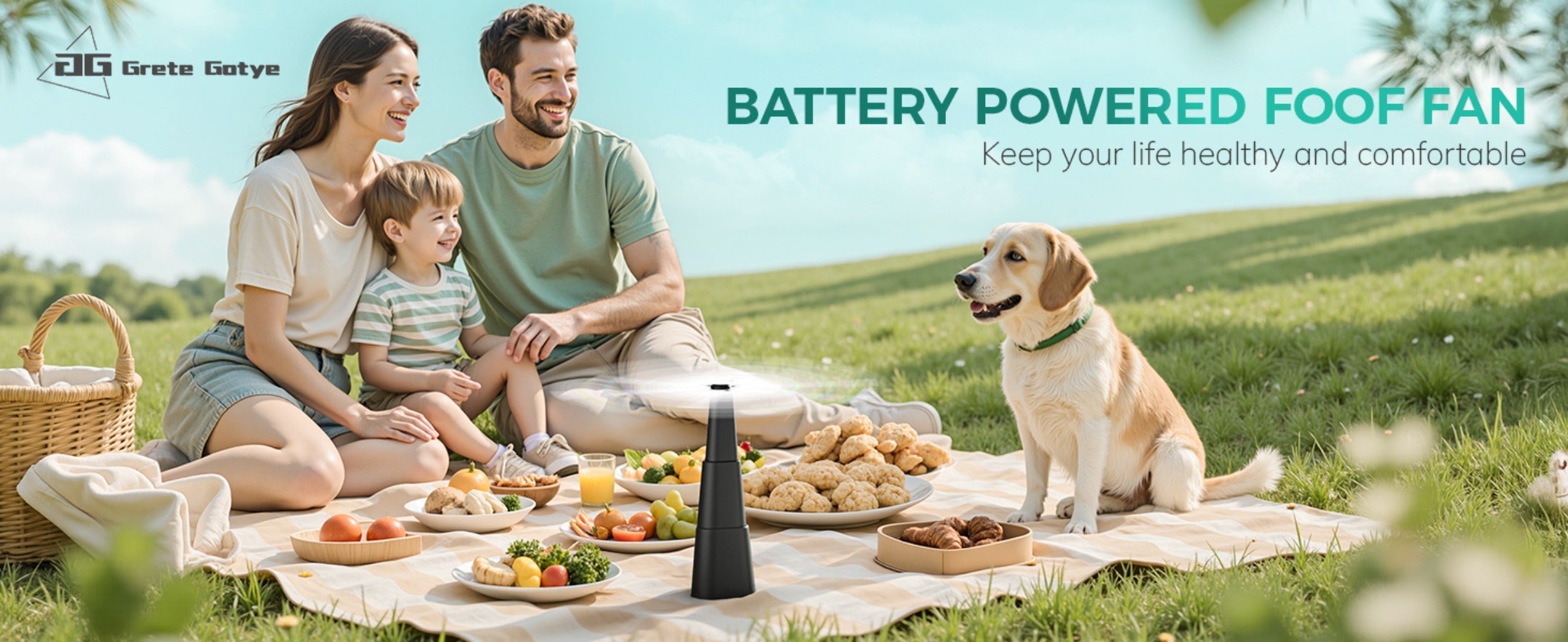 Outdoor Food Fan 4-Pack Battery Powered Silent Table Fan with Hook for Picnic BBQ Patio Party Restaurant Desktop Home Food Protection Black