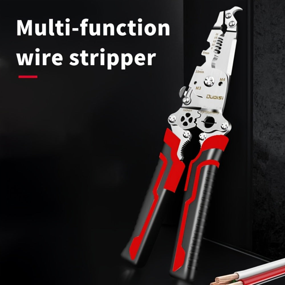 Folding Wire Stripper Multifunctional Pliers Crimping Cutter Tool for Electrician Cable DIY Electronic Maintenance Compact Portable Anti-Slip Spring Clip Car Toolbox Hand Tool