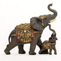 Elephant Statue Figurine for Home Decor ¨C Mama & Baby Elephant Trunk Up Lucky Sculpture 12 Inch Polyresin Good Luck Ornament for Living Room Office Desk Bedroom Housewarming Birthday Christmas Gift for Women