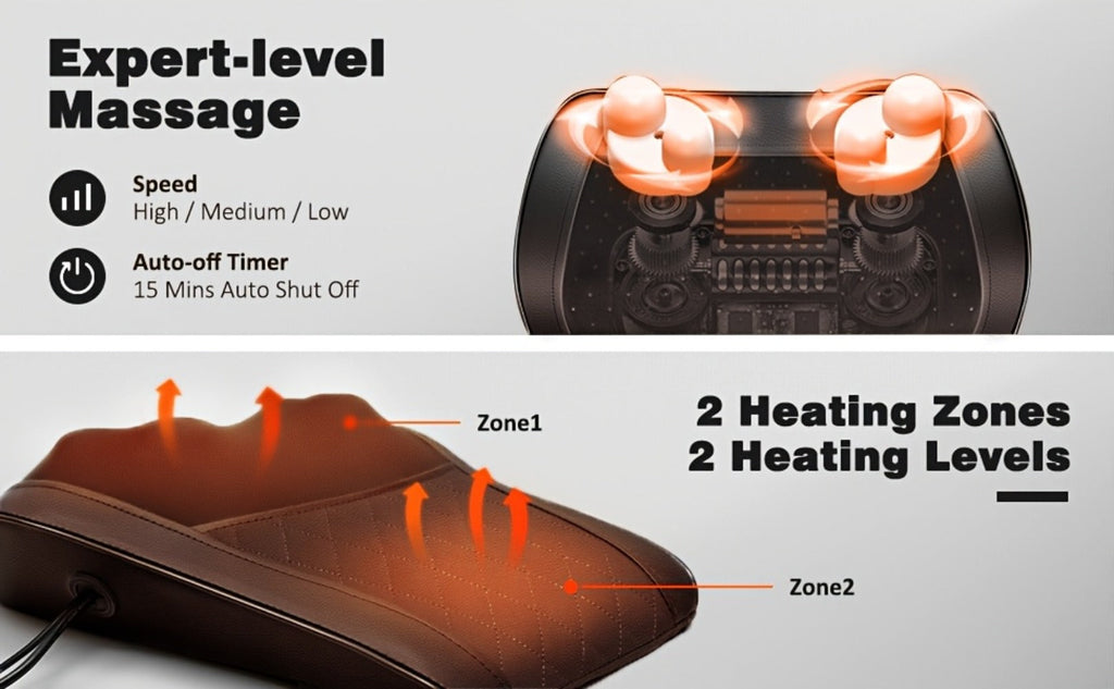 Neck Massager Pillow Heated Acupressure Electric Deep Tissue Kneading for Neck Shoulder Back Leg Muscle Relaxation Gift for Mom Dad Women Men