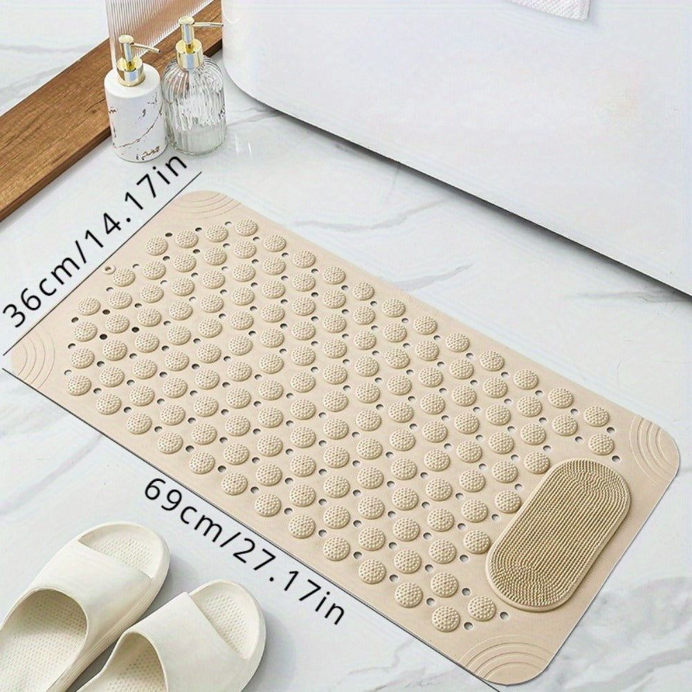 Non-Slip Bath Mat with Massage Buttons - PVC Shower Mat with Polka Dot Pattern, 0.35¡± Thick Rectangular Bathroom Safety Mat | Anti-Slip Bathtub Mat for Shower, Tub & Bathroom Floor | Multiple Colors