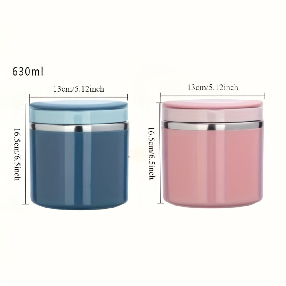 Stainless Steel Lunch Box 630ml Leakproof Stackable Thermal Bento Box with Handle 304 Steel Heat Cold Insulation Container for School Office Camping in Green Pink Blue
