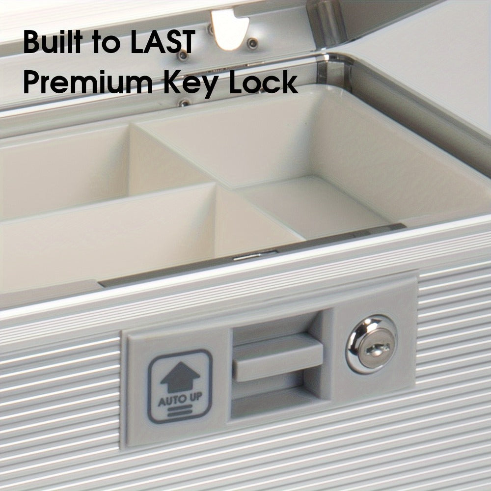 Aluminum Alloy Lockable Medicine Box ¨C Double Layer Large Capacity Storage Box with Key Lock, Handle & Tray for Medicines, Documents & Valuables, 10¡±/12¡±/14¡±/16¡± Home Security Box