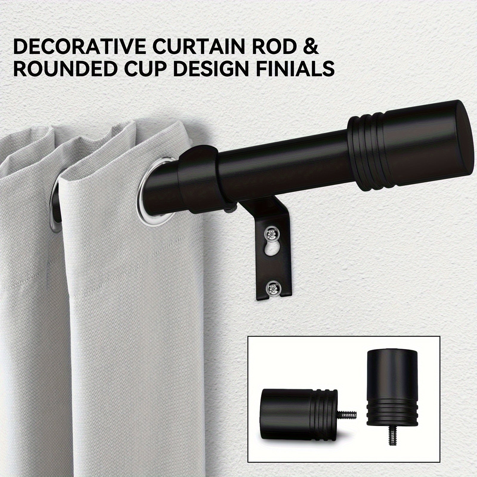 Adjustable Curtain Rods for Windows 1 Inch Diameter ¨C Modern Decorative Drapery Rod with End Finials, 18¡±-45¡± to 36¡±-120¡± | Black, Brushed Nickel & Gold Finish