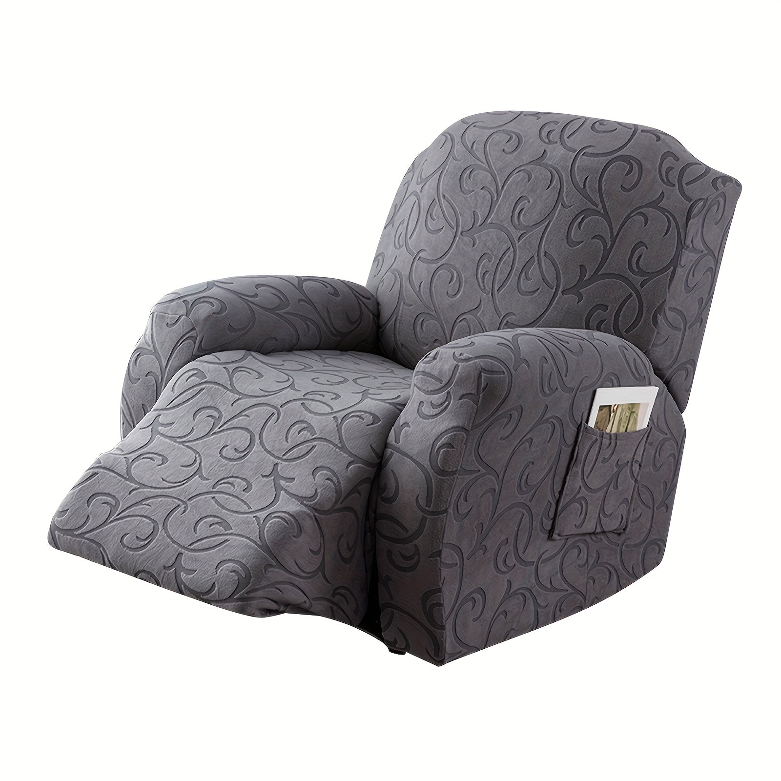 Recliner Chair Cover High Elasticity Stretch Swirl Pattern Slipcover Dust Scratch Resistant Washable Pet Friendly Fits Single Seater Sofa Massage Chair Living Room Furniture Protector