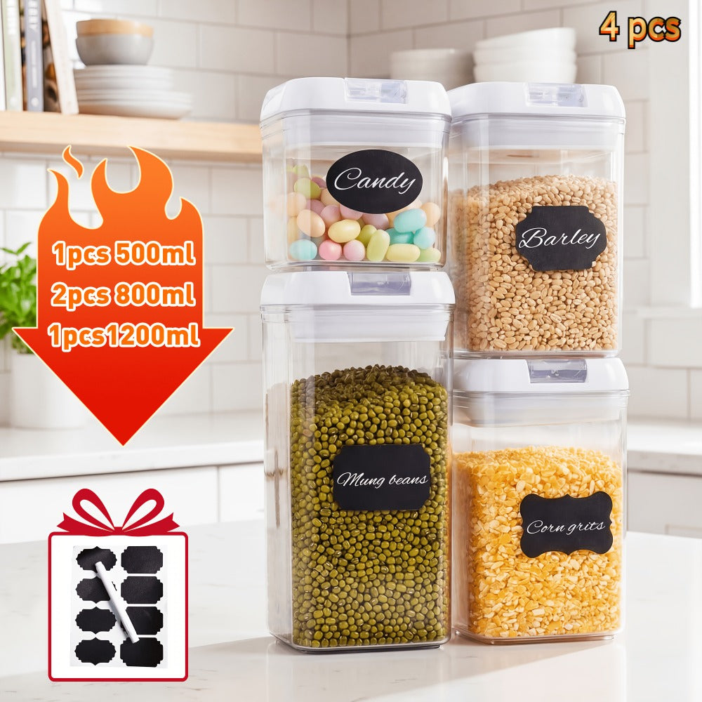 Plastic Food Storage Containers with Lids BPA Free - Leak Proof Airtight Kitchen Organizer Set for Cereal Grain Nuts Snacks Cookies Fruit Sugar - 3, 4, 6 & 7 Piece Sets
