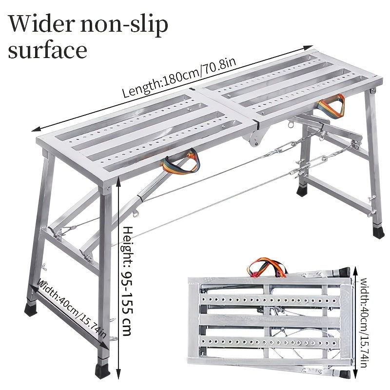 Folding Scaffold Step Stool Adjustable Height 39-79¡± Portable Steel Work Platform 1300 lb Capacity for Home Renovation Painting Car Washing RV Cleaning