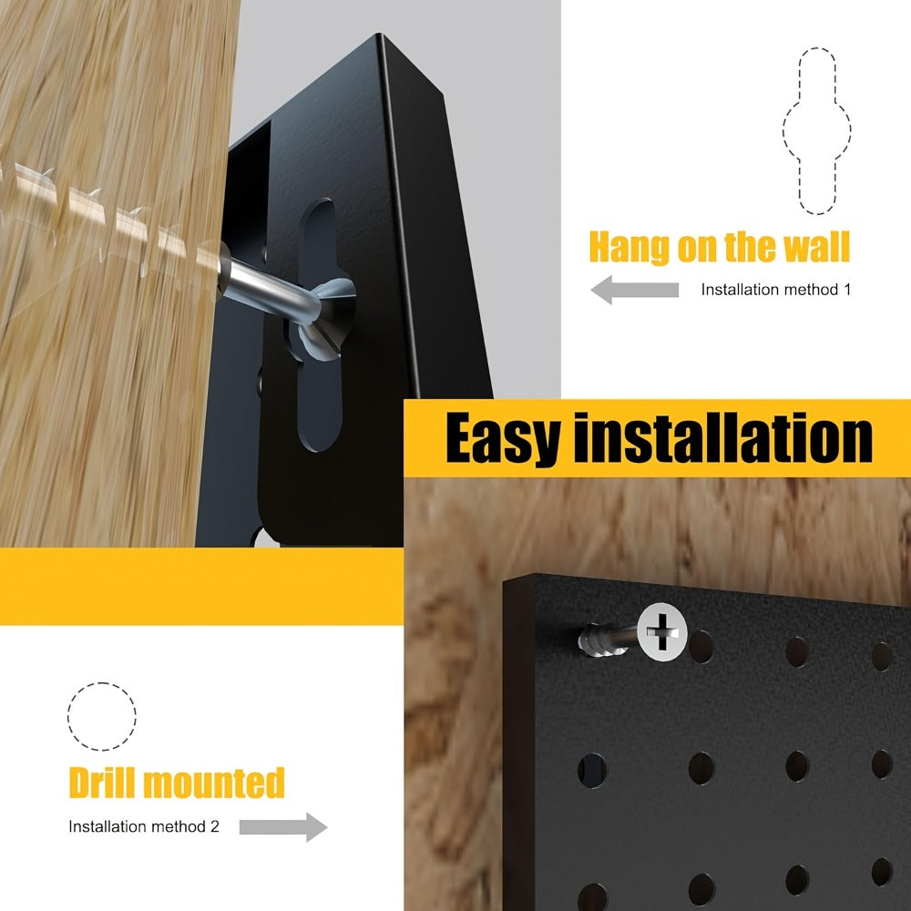 Pegboard Wall Organizer with Metal Hooks - Heavy Duty Garage Tool Storage Board for Workshop Warehouse Wall Mount - Space Saving Tool Rack System for Garage Organization