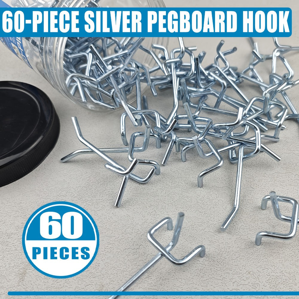 Pegboard Hooks 60pcs Stainless Steel 2 Inch Single Hole ¨C 1-Inch Spacing Board Hooks for Tool Organization in Garage Workshop Warehouse Garden & Storage