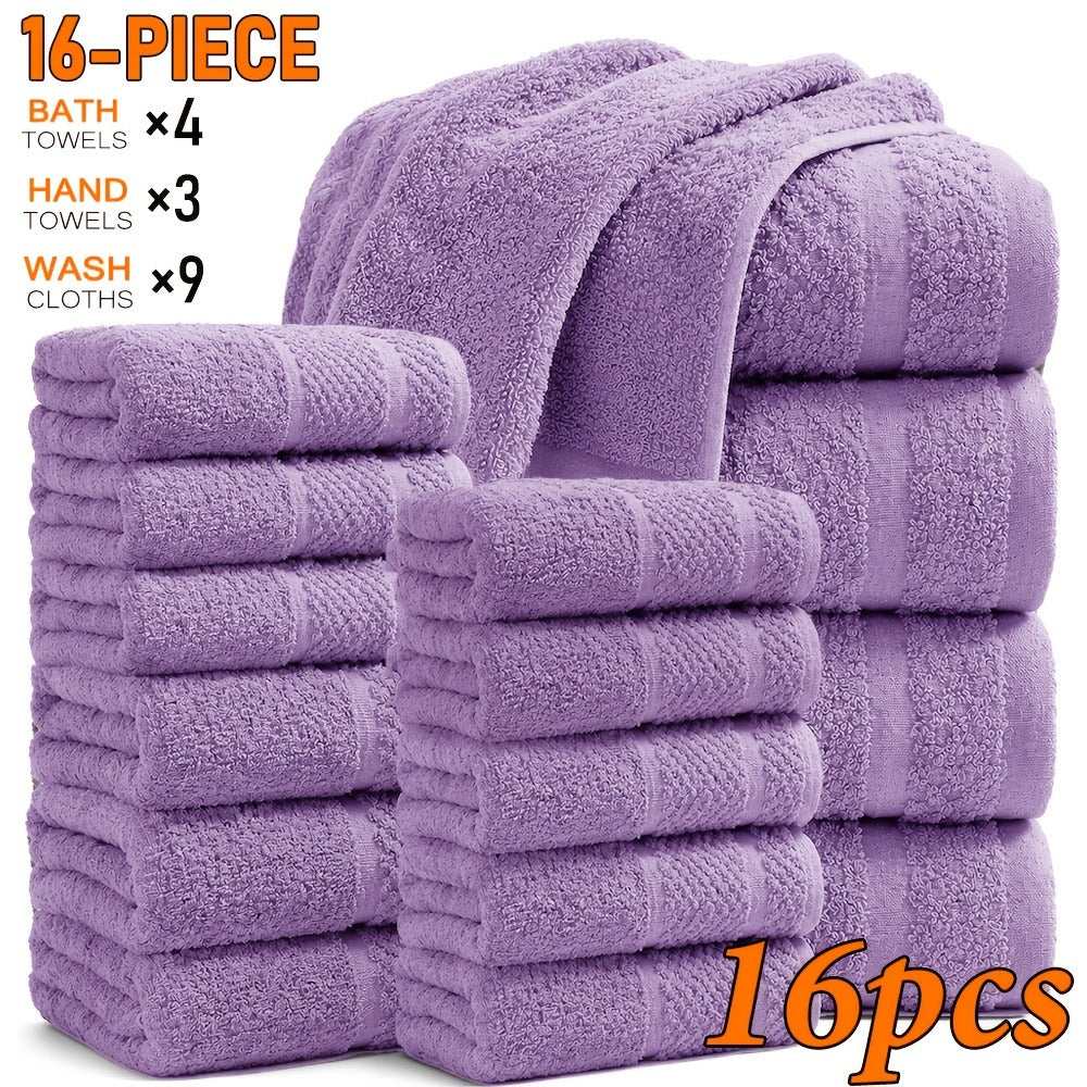 Bath Towel Set 450GSM Soft Absorbent - 12 16 18 Piece Cotton Blended Solid Color Bathroom Towels Set for Bath Hand Face | Hotel Spa Quality | Travel Shower Home | Multiple Colors & Sizes Available