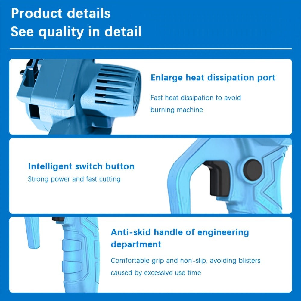 Electric Chainsaw 4 Inch Portable for Makita 21V Battery | 19.2FT/S High Speed Auto Oiler Handheld Saw with 2 Batteries | Lightweight Tree Branch Trimming Tool