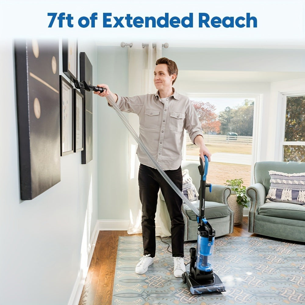 Bagless Upright Vacuum 1150W Cyclone Filtration Large Dust Cup 17ft Cord Corded Floor Cleaner for Carpet Hard Floor Pet Hair Home Deep Cleaning