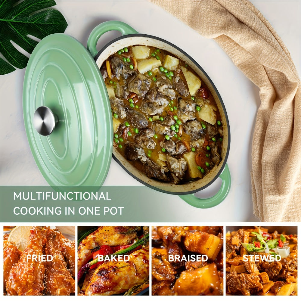 Enameled Cast Iron Dutch Oven 4.5QT with Lid & Dual Handles - Even Heat Distribution, Non-Stick Enamel Interior, for Bread Baking, Slow Cooking, Braising & Roasting, Compatible with All Stovetops & Oven