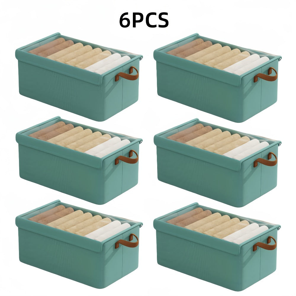 Foldable Storage Boxes with Clear Lids & Handles Large Collapsible Organizer Bins for Clothes, Blankets & Bedding ¨C Bedroom, Wardrobe & Under Bed Storage, 4 or 6 Pack
