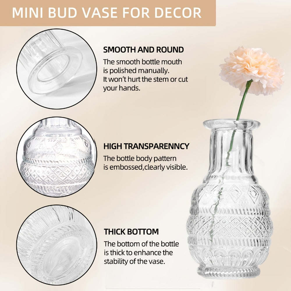 Glass Bud Vases Set of 64 Small Clear Flower Vases for Centerpieces Wedding Table Decor Rustic Vintage Home Decoration Multi-Size Mini Vase Bulk Set