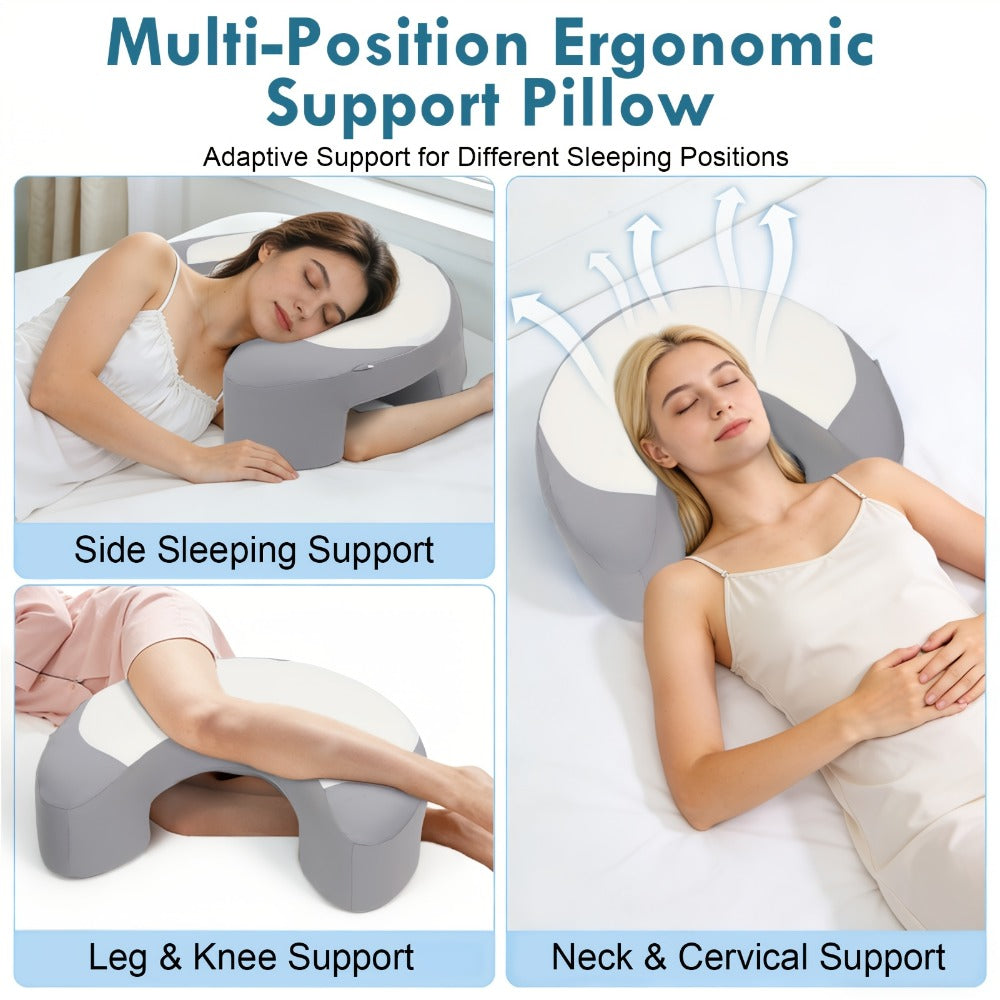 Ergonomic Cervical Pillow C-Shaped Neck Support Side Back Sleepers