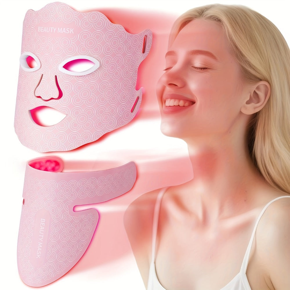 Red Light Therapy Face Mask ¨C 7-in-1 LED Device for Face, Neck & Chest, 95 Beads 650nm & 850nm Dual Wavelength, Flexible Soft Silicone, Remote Control, Anti-Aging Home Spa Beauty Gift for Women