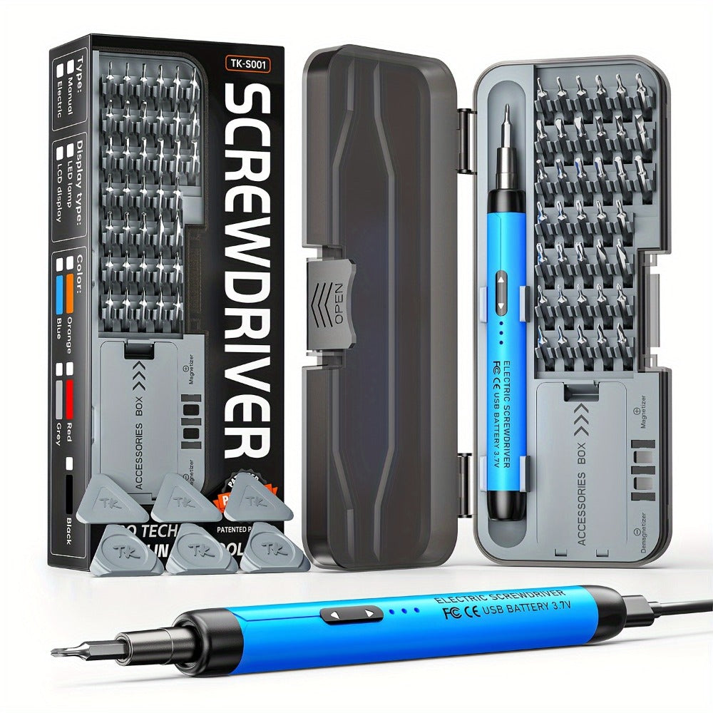 Electric Screwdriver Set 48-in-1, Cordless USB Rechargeable Precision Repair Kit with 38 Magnetic Bits for Phone, Laptop, Camera, Watch