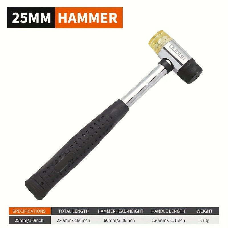 Double-Head Rubber Mallet ¨C Plastic Installation Hammer with Rubber Handle, Rebound-Proof Soft Mallet for Floor Installation, Tile, Jewelry, Leather Crafts & Woodworking (25/30/35/40mm)