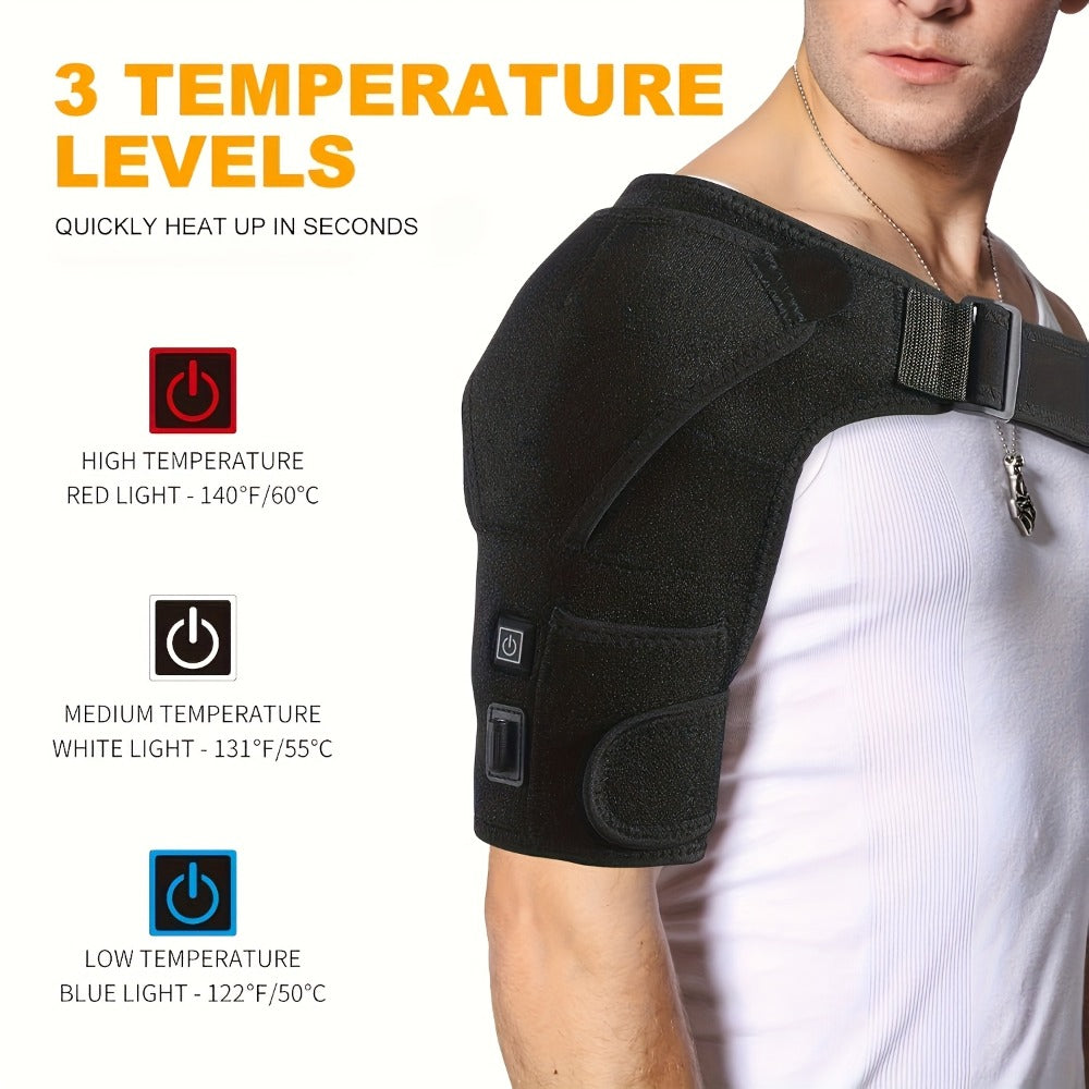 USB Heated Shoulder Pad with 3-Speed Temperature Control ¨C Electric Heating Wrap for Shoulder & Neck Pain Relief, Keep Warm Massage Tool, Gift for Men & Women