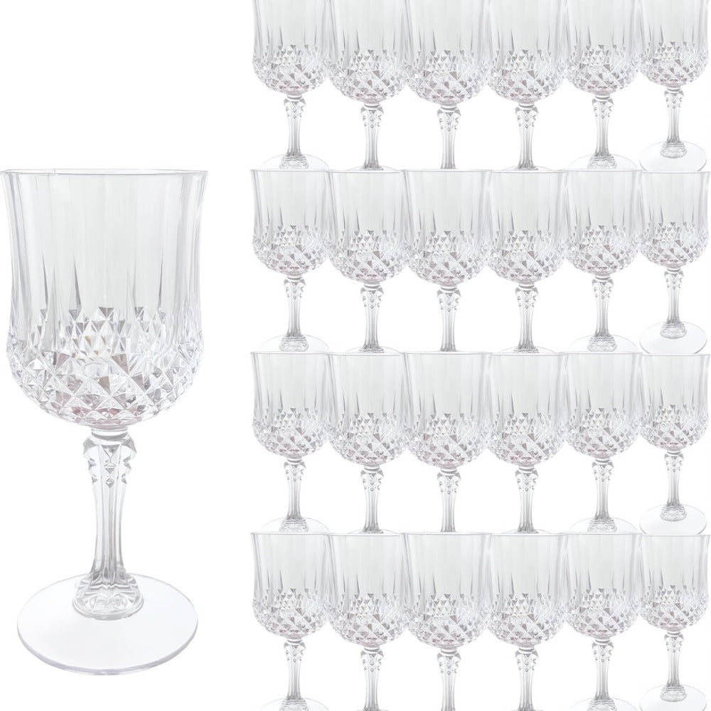 Plastic Wine Glasses 24 Pack 7oz ¨C Unbreakable Crystal Vintage Champagne Flute Glasses Reusable Drinkware for Wedding Party Outdoor Events Kitchen