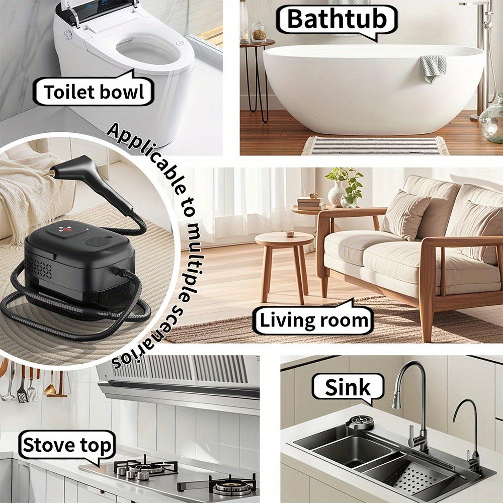 Carpet Steam Cleaner Handheld with LCD Display 1200ml Tank Gear Switch High Temperature for Kitchen Sofa Floor Tile Grout Home