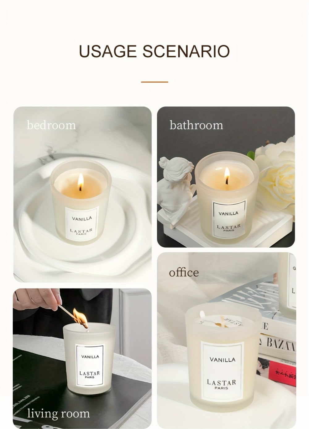 Vanilla Scented Soy Wax Candle in Frosted Glass Jar 70g - Single Wick Smokeless Clean Burn 8-12 Hour for Bedroom Living Room Ambiance Relaxation Valentine's Day Gift Home Decor