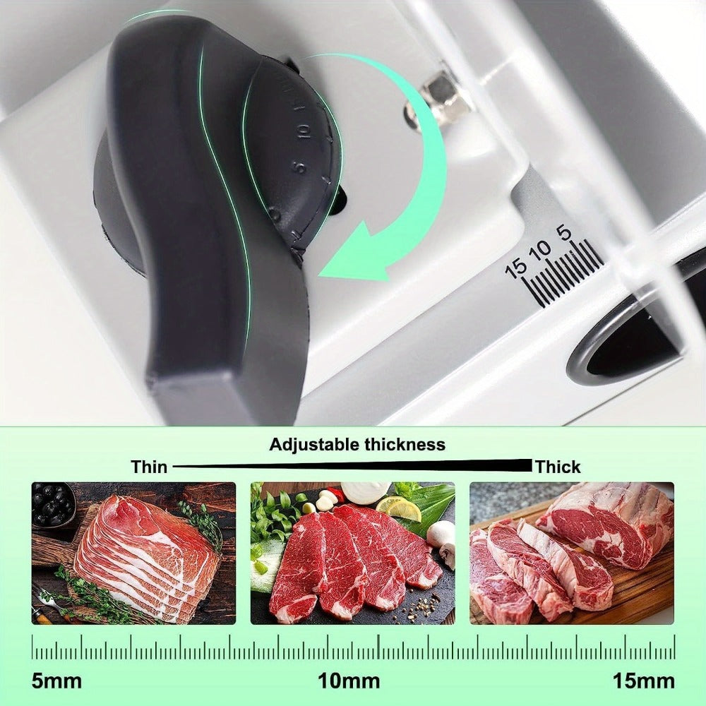 Electric Deli Food Slicer with Removable Stainless Steel Blades ¨C Adjustable Thickness Meat Slicer for Home, Easy to Clean, Slices Cold Cuts, Cheese, Bread & Fruit