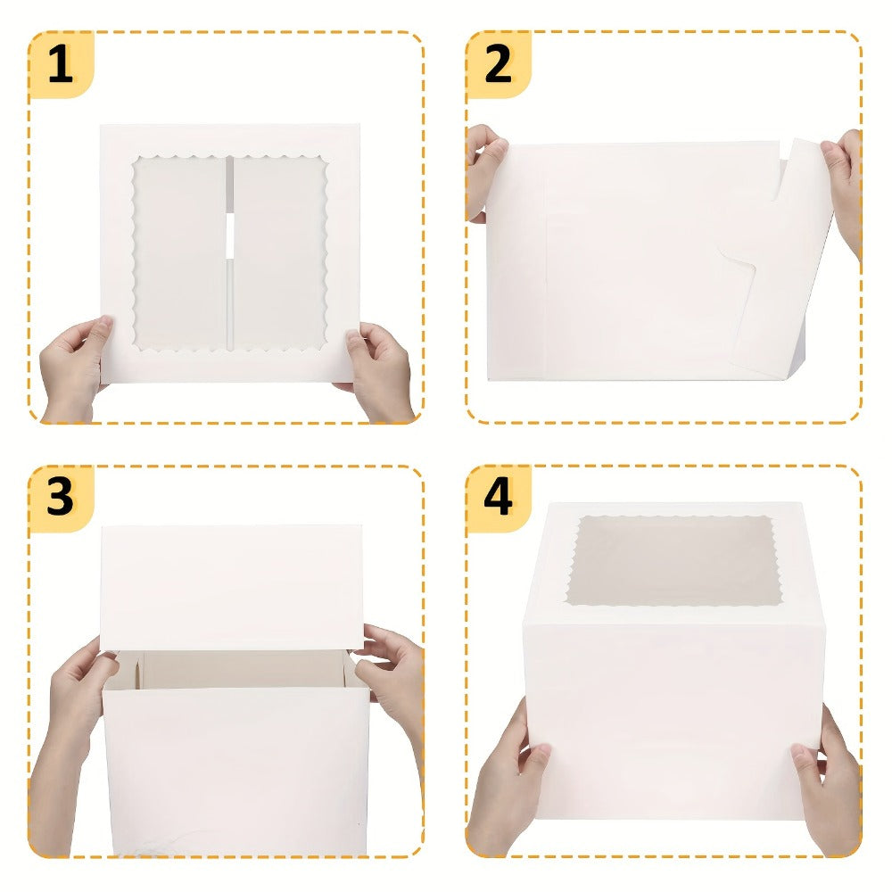 Tall Cake Boxes with Boards 10pcs ¨C Multi-Layer Bakery Gift Box Set 10x10x8in for Birthday Wedding Party
