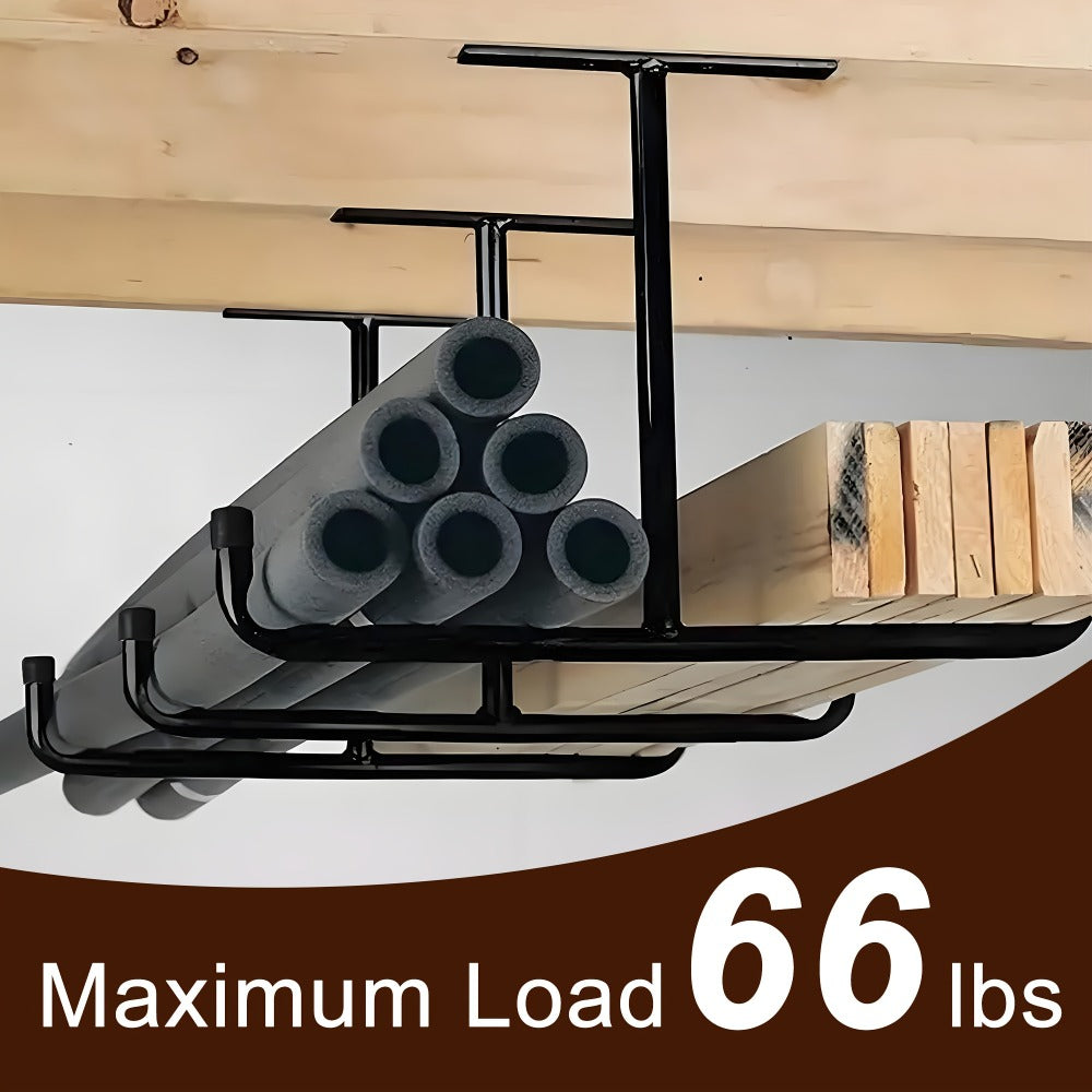Heavy-Duty Ceiling Garage Storage Hook Rack ¨C Overhead Ladder Hanger with Anti-Slip Foam, Space-Saving Ceiling Mount for Ladders, Hoses & Tools, 2/4pcs
