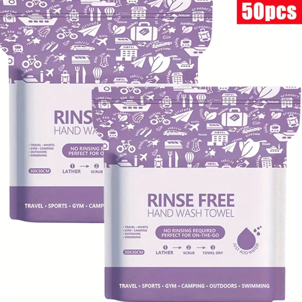Disposable No-Rinse Soap Towel Sheets for Travel Camping Gym - Portable Foam Bath Towel Sensitive Skin Safe Wet Lather Dry All-In-One Body Wash Towel 25/50/100/250pcs