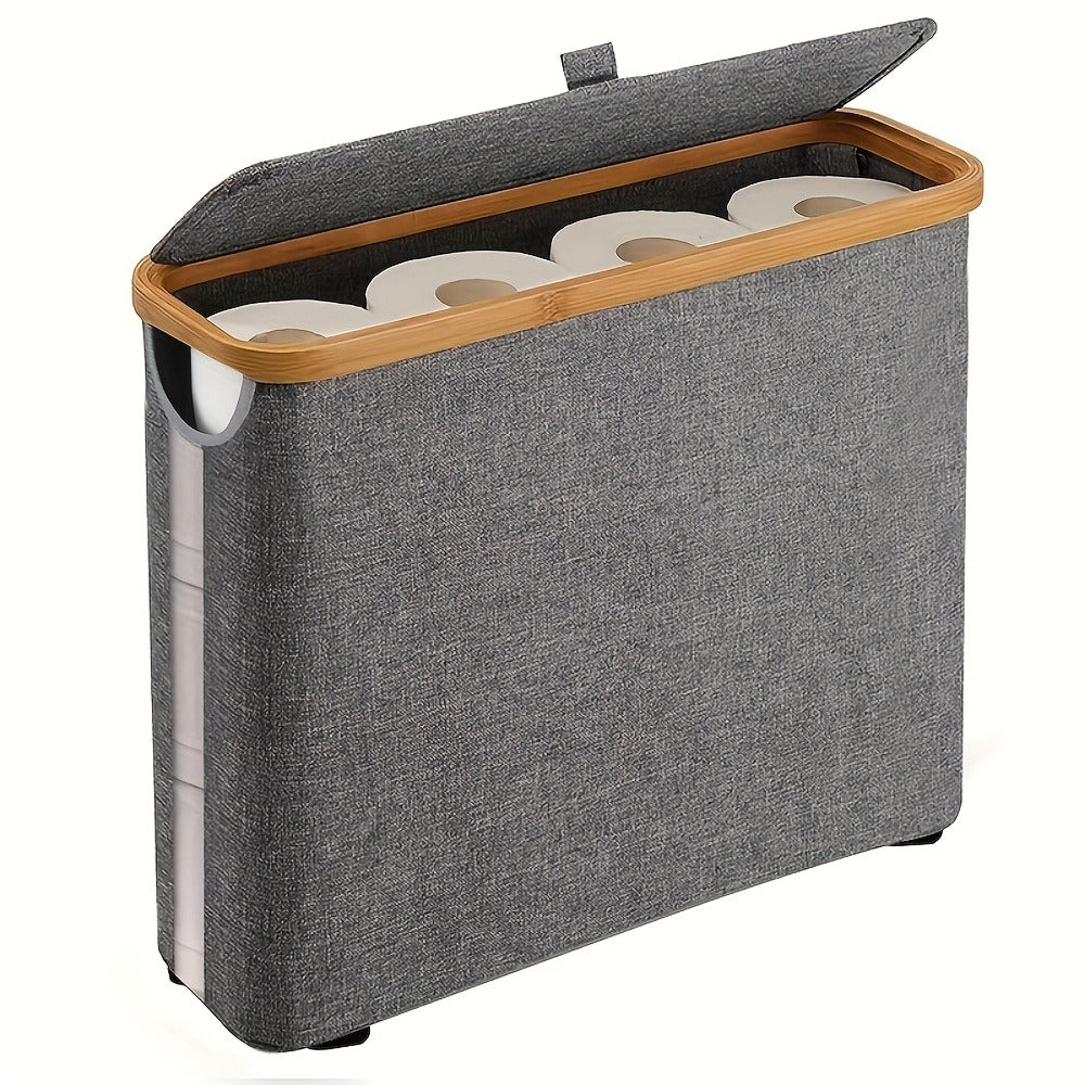 Bamboo Toilet Paper Holder Freestanding Bathroom Storage Organizer Holds 12 Rolls Tissue Roll Dispenser Modern Slim Design for Bathroom Bedroom Laundry Room Tissue Accessories Storage