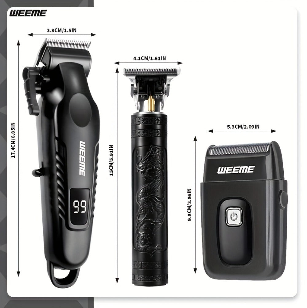 Men's Professional Grooming Kit ¨C Cordless Rotary Shaver & T-Blade Trimmer, Type-C Charging, 6 Adjustable Combs, Non-Slip Beard Shaper for Travel & Family Haircut
