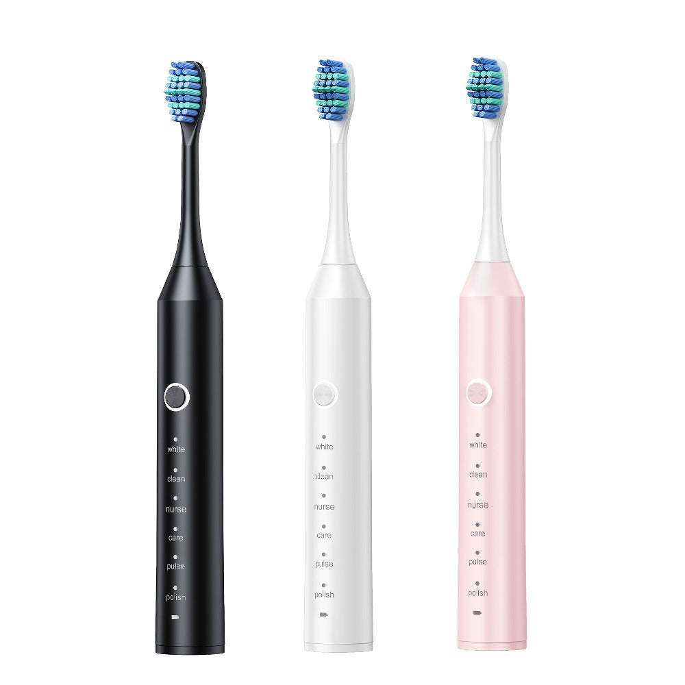 Rechargeable Toothbrush ¨C 6 Cleaning Modes, 500mAh Lithium Battery, USB Charging, Soft Bristles, 4 or 8 Brush Heads, Black White Pink Electric Toothbrush for Adults Deep Clean & Whitening