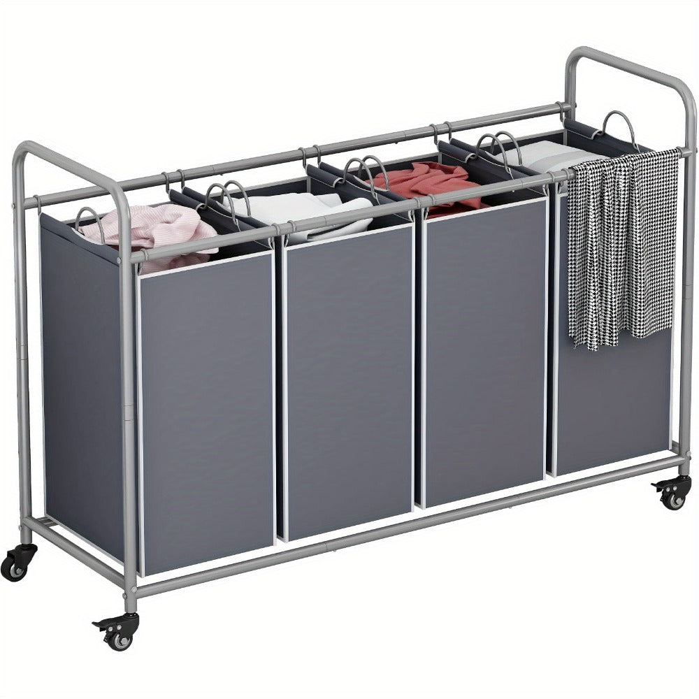 Laundry Hamper Cart with 4-Bag Sorter, Heavy-Duty Rolling Lockable Wheels & Removable Bags ¡ª Laundry Basket Organizer for Bedroom, Bathroom & Laundry Room | Beige, Gray, Black, Assorted