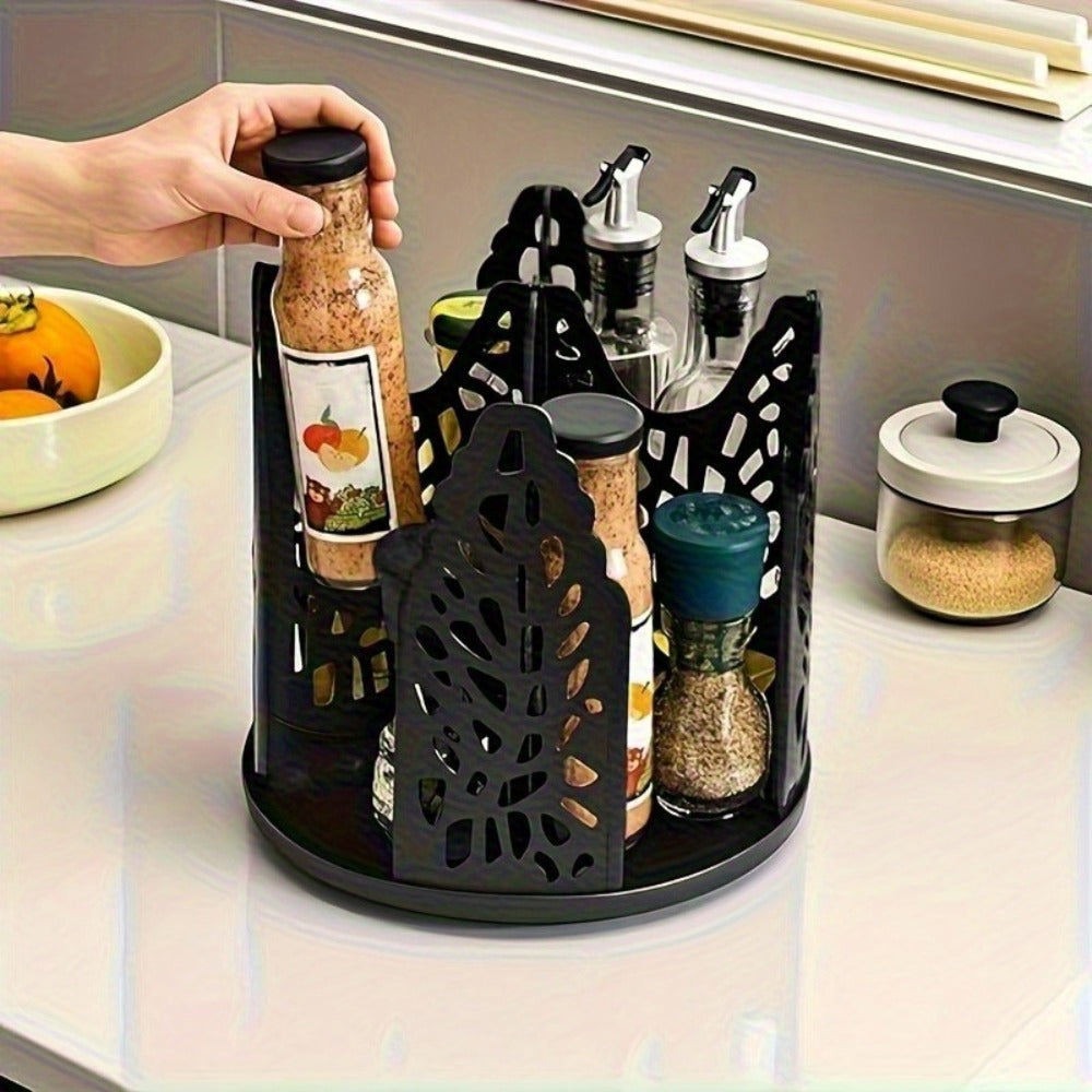 Rotating Paper Cup Holder with 4 Compartments - Disposable Coffee Cup Dispenser Organizer Detachable Lid Storage Box for Countertop Kitchen Coffee Station Bathroom | White Black