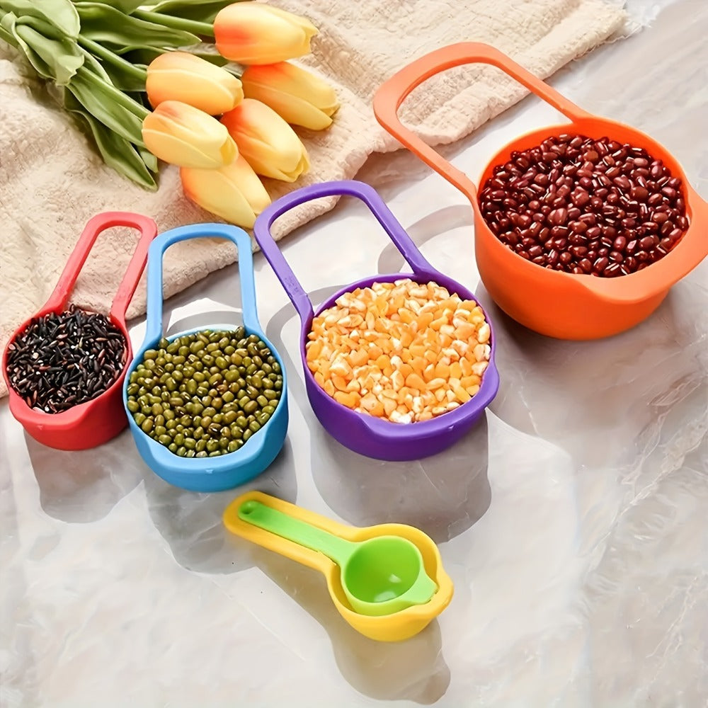 Mixing Bowl Set with Measuring Cups and Spoons, 10pcs Colorful Nesting Salad Bowls with Colander & Sifter, Plastic Baking Measurement Utensil Kit, Kitchen Measuring Tools for Baking Cooking & Meal Prep