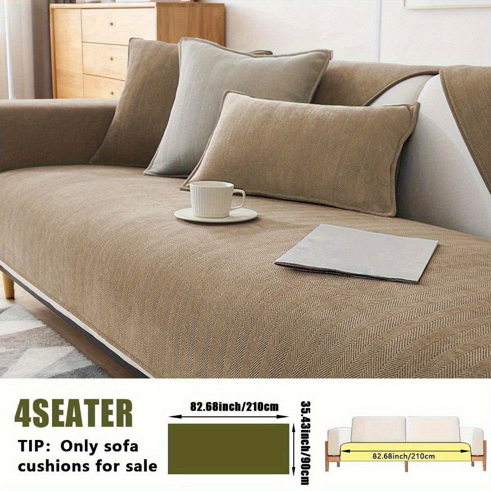 Chenille Ribbed Sofa Cover - Pet Friendly Non-Slip Machine Washable Soft Stretch Slipcover for 1-4 Seater Sectional Sofa Living Room Bedroom Office, 9 Colors