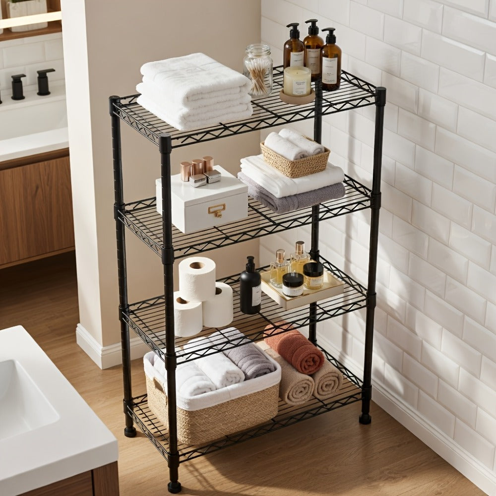 Metal Storage Shelving Unit Heavy Duty Adjustable 4 5 Tier Steel Shelf Rack for Garage Kitchen Pantry Workshop Black Chrome MZG